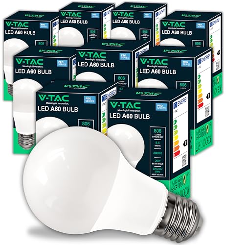 V-TAC 10x Lampadine LED E27 da 8,5W - [ ALTISSIMA EFFICIENZA ] -...