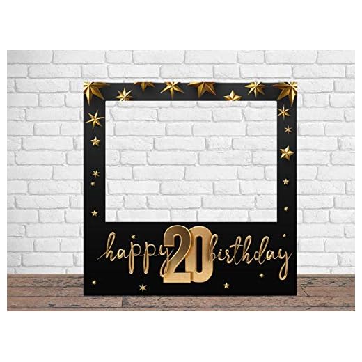 Photocall Feliz 20 Cumpleaños Estrellas 100 x100 cm | Regalos para Cumpleaños | Photocall Económico y Original | Ideas para Regalos | Regalos Personalizados de Cumpleaños