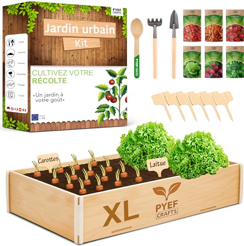 PYEF CRAFTS Kit Jardinage Potager Interieur XL Kit Indoor Prêt à Pousser - DIY Potager D'interieur...