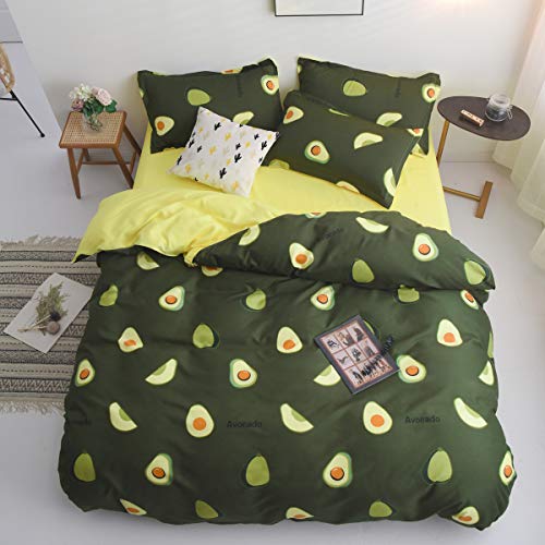 Fansu Juego de Ropa de Cama de 4 Piezas Juego de Fundas de Edredón Incluye 1 Funda Nórdica y 1 Sábana encimera 2 Funda de Almohada (Cama 150/160-220x240cm,Aguacate Amarillo)