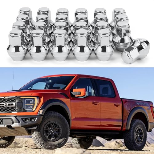 Image of F150 Lug Nuts 24Pcs M14x1.5 Lug Nuts for Ford F150 / Expedition 2015-2024, 13 /16 inch 21mm One-Piece Design, Chrome