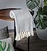 Peshtemania Premium Gauze Muslin Dark Grey Blue Throw Blankets for Adults 4-Layers Tassel Farmhouse 100% Cotton Summer Throw Blanket for Bed Couch Sofa, Ultra Soft & Lightweight |40