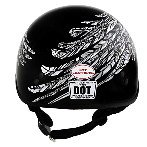 Hot Leathers Hld1032 Black 'Indian Skull' Motorcycle Dot Approved Skull Cap Half Helmet For Men And Women Biker - Large #TOP5