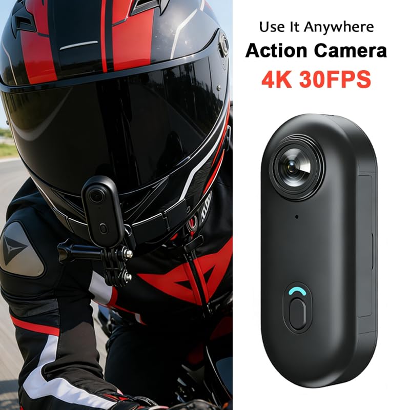 Image of JETO 4K Mini Body Camera, Motorcycle Camera Clip-On POV Cam WiFi