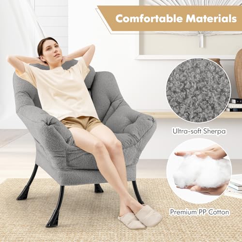 Sillón Plegable Con Tela Tipo Sherpa Gris miniatura 5