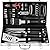POLIGO 26PC Exclusive BBQ Grill Accessories in Aluminum Case for Birthday Christmas Grilling Gifts - Premium Grill Utensils Set with Barbecue Claws, Meat Injector, Thermometer for Smoker, Camping