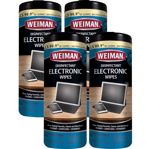 Weiman Electronic Screen Cleaner Wipes - 4 Pack Clean Your Laptop, Computer, TV, and All Electronic Equipment - Electronic Wipes - 30 Count
