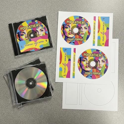 Image of CD /DVD Label Full Face | Qty 300 Disc, 300 Spine | 150 Sheets Total | Permanent White Matte | Inkjet & Laser Compatible | Memorex Small Center Style | Easy to Peel | Made in USA | Blank Label