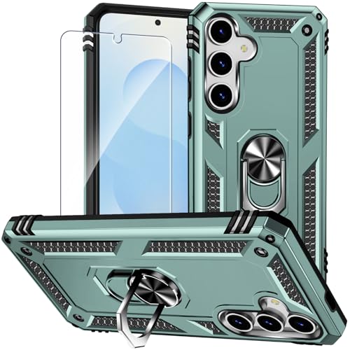 for Samsung Galaxy S25 Case with Screen Protector, 360°Military Grade Rotatable Kickstand (Heavy Duty) Shockproof Protective - Case for Samsung S25 (Dark Green) by HNHYGETE - Used condition - CA$10.63