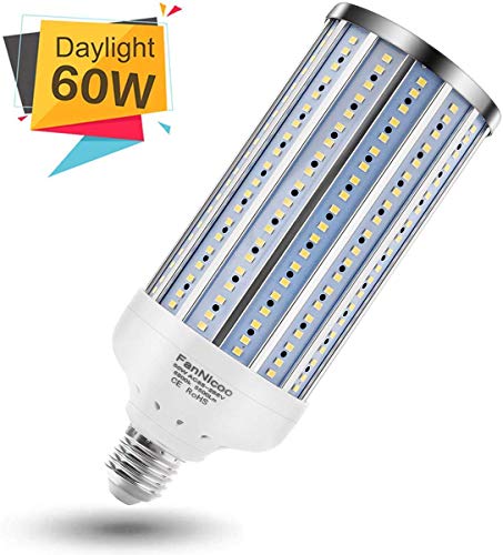 500W Equivalent LED Corn Light Bulb 5500Lumen 6500k 60W Large Area Cool Daylight