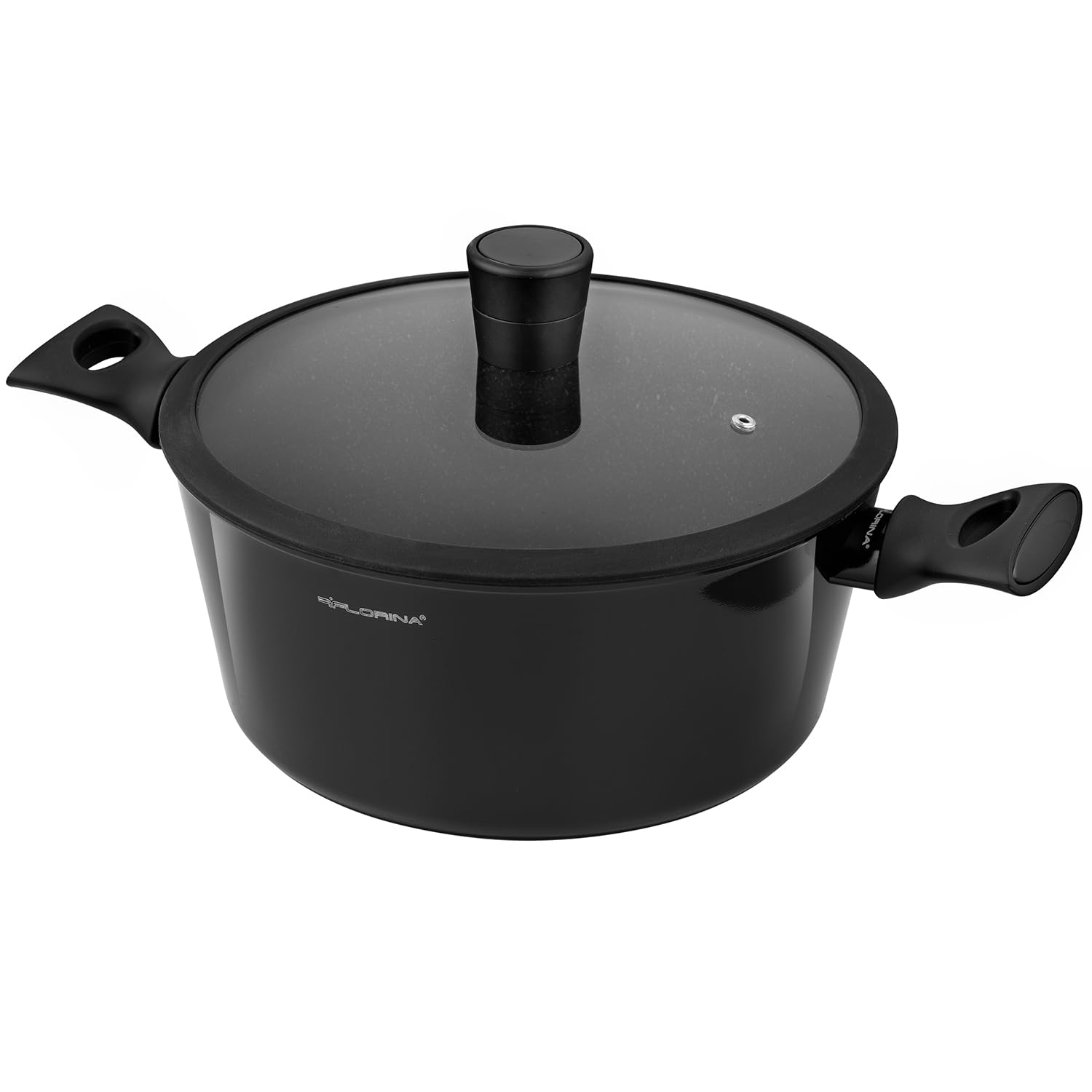 FLORINA Olla de Aluminio (6,1 l) I 28 cm I Olla con Tapa de Silicona de Vidrio MAGNUM I Antiadherente I Cacerolas de Cocina para Pasta, Sopas I Apta para Todo Tipo de Cocinas, Incluyendo Inducción