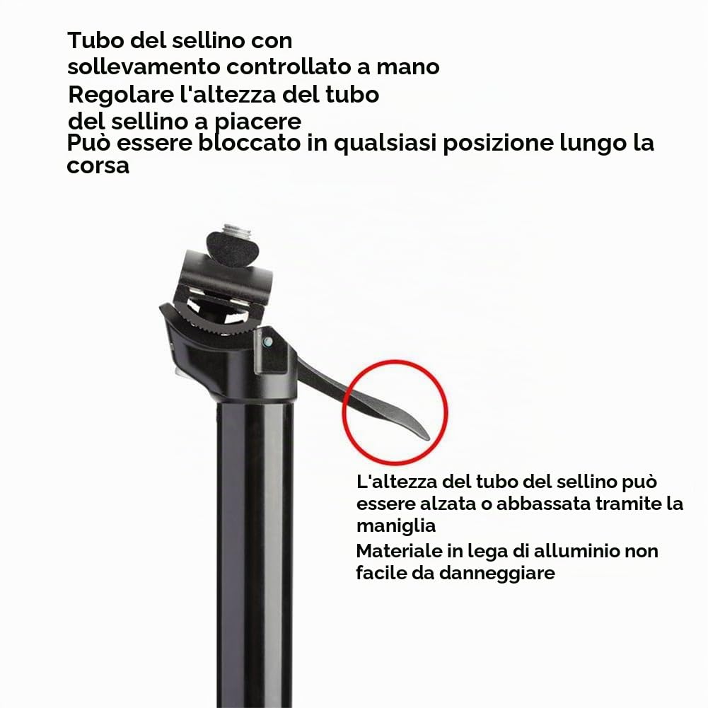 Reggisella Telescopico per Bici da 27,2 Mm, Reggisella Regolabile per Bicicletta, Reggisella Telescopico