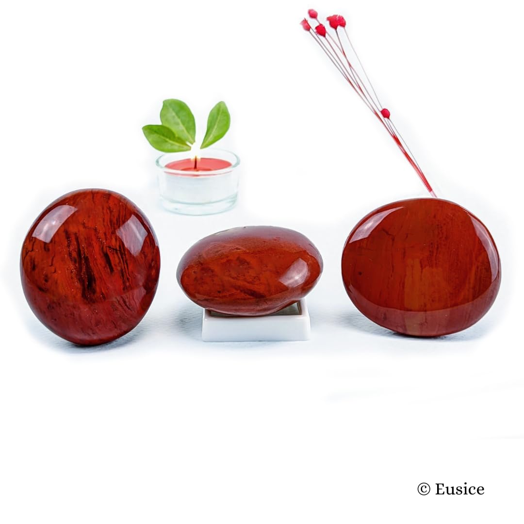 Jaspe Rouge Pierre Naturelle, Cristal Thérapeutique Lithothérapie, Galet de Vitalité & Sensualité, Bien-être, Méditation, Reiki, 100% Artisanal & Fait-Main, Pierre de Paume Grand Format