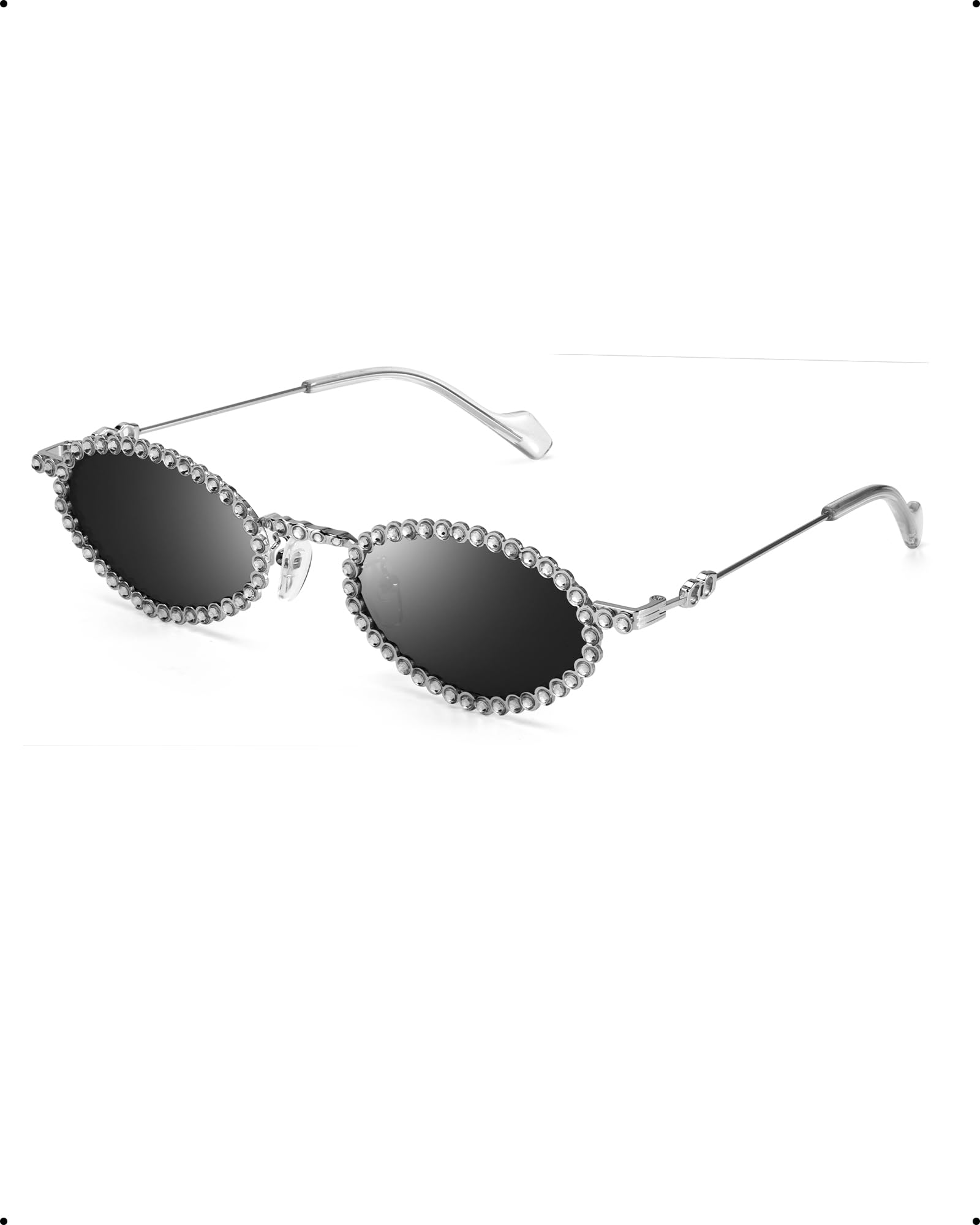 IGnaef® Oval Rhinestone Sunglasses for Women Bling Glasses Jeweled Frame Costume Party IF5181