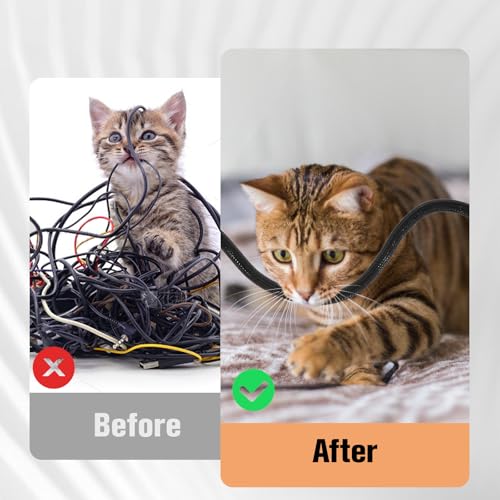 simarro Kabelschlauch Schwarz 5m, Zuschneidba Kabelschläuche Selbstschließend Kabelschutzgitter 9mm Flexibel Kabelkanal Kabelschutz für Hund Katze Kabelmanagement für Schreibtisch TV Computer