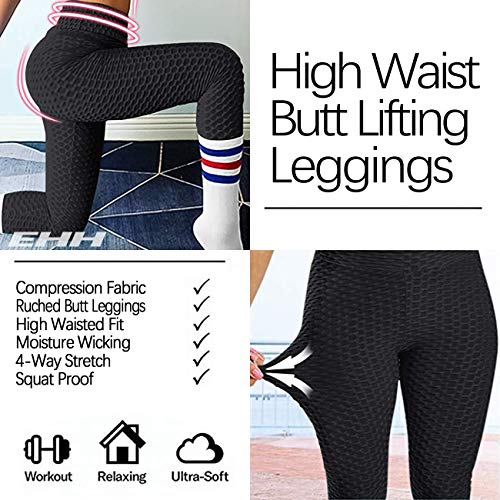 Calça legging feminina EHH de cintura alta franzida levanta bumbum texturizada texturizada compressã