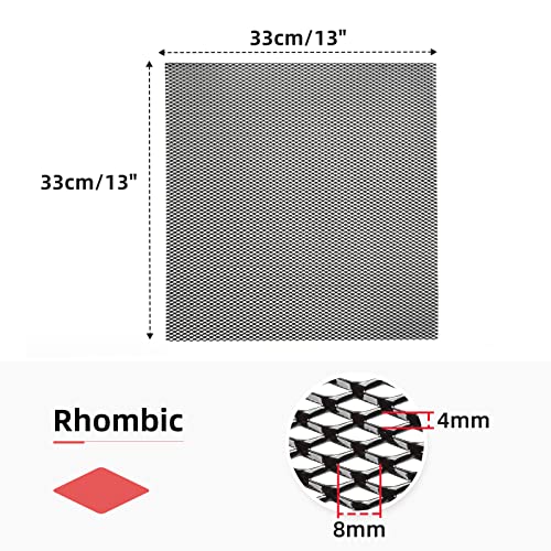 Image of AggAuto Universal 13 inchx13 inch Car Grill Mesh - Aluminum Alloy Automotive Grille Insert Bumper Rhombic Hole 4x8mm, 3Pcs One of the Most Multifunctional Shape Grids Black