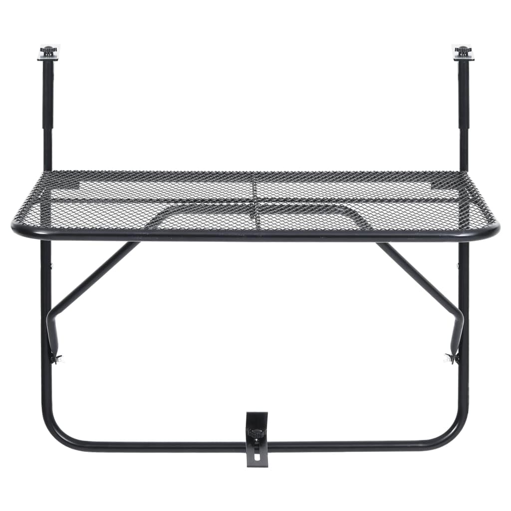 Makastle Table de Balcon Pliable, Pliable Appoint Table, Table Suspendue Rabattable, Petite Table Pliante Murale à Suspendre, Table Exterieur pour Terrasse, Noir 60x40 cm Acier