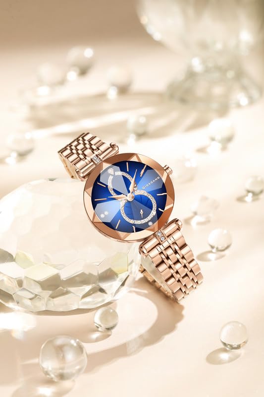 Image of Giordano Luxury Watch for Women - Round Diamond Cut Glass Dial, Elegant Stainless Steel Strap with Quartz Movement