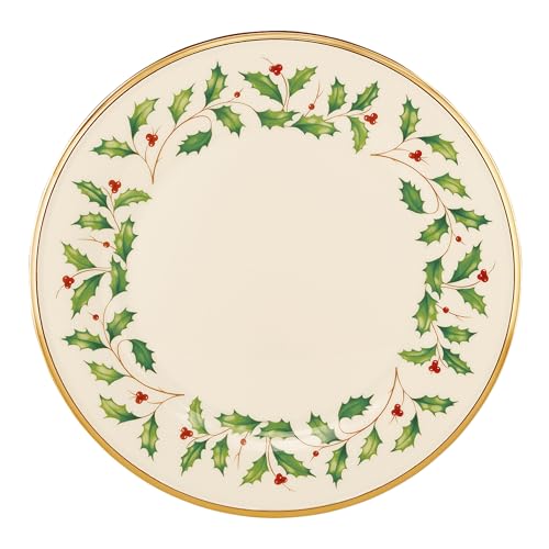 Image of Lenox 897080 Holiday Dinnerware Dinner Plates, Set of 4, Red & Green, Christmas, Hosting