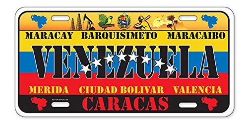 License Plate Country: VENEZUELA - Flag - (6"X12") Aluminium Embossed with Capital and Cities Names