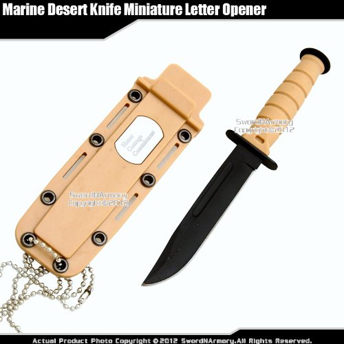 Etrading Small Classic Marine Desert Combat Knife Replica Letter Opener w/Sheath Chain