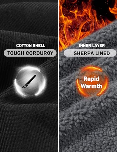Image of MAGCOMSEN Men's Corduroy Jacket Winter Sherpa Lined Warm Thick Trucker Cargo Coat with 5 Pockets