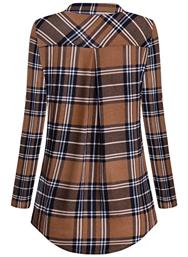 Image of Bulotus 3 /4 Length Sleeve Womens Striped Tops Zipper V Neck Collared Blouses Business Casual Tunics 2026 Spring Trendy