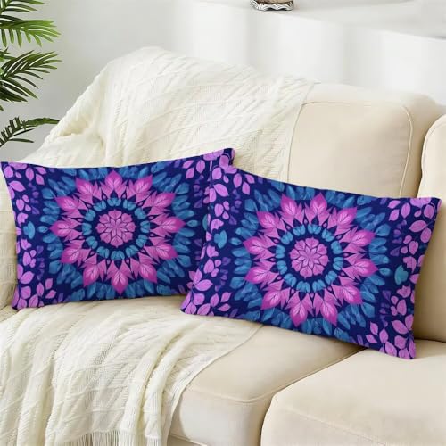 Housses de coussins 35x55 lot de 2 taie d'oreiller decorative violette decoration maison - 4
