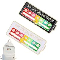 LAKJUOZ 2 Stück Soziale Batterie Pin,Slider Social Battery Badge,My Social Anstecker Pin Mein Sozialer Batterie-Pin-Slider Sozialer Batterie-Pin Lustige Emotionale Emaille-Pin Für 7 Tage Woche