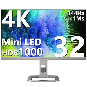 INNOCN 32″ Mini LED 4K UHD 3840 x 2160 Computer Gaming Monitor 144Hz 1ms IPS HDR1000 HDMI 2.1 Monitor, 99% DCI-P3, USB Type-C Connectivity, Pivot/Height Adjustable Stand – 32M2V