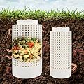 2 Pack Underground Compost Bin, Plastic Garden Worm Farm Outdoor for Organic Refuse, Compost Bin with Holes and Lid for Garden, Vegetable Patch, Backyard, Greenhouse