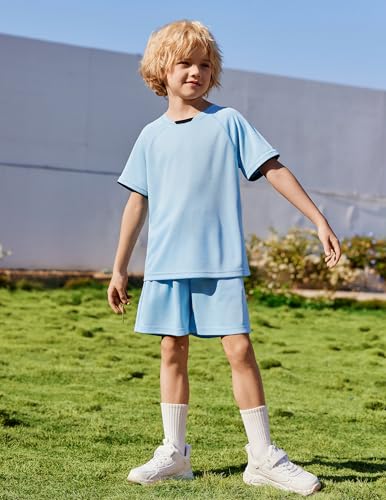 Image of Arshiner Boys Loose Athletic Set Crew Neck T-Shirt & Mesh Short 4-13 Years | Boys Loose Athletic Shorts Set Performance Crew Neck T-Shirt and Mesh Short Outfits Lightweight & Breathable