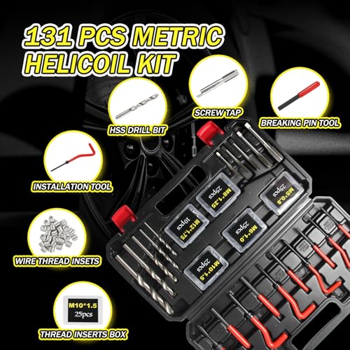 image for Yalblee Helicoil Thread Repair Kit, 131 PC Metric Thread Repair Kit in