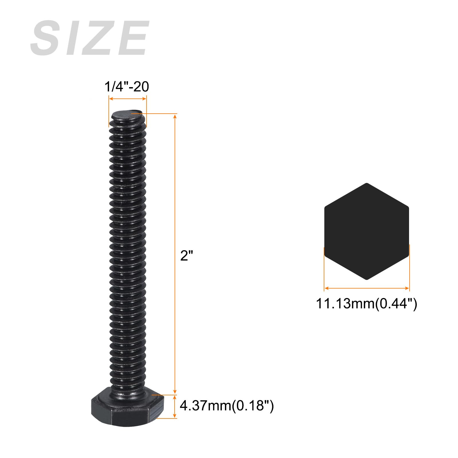 METALLIXITY Hex Head Bolts (1/4-20 x 2") 10Pcs, 304 Stainless Steel 18-8, Fully Threaded, External Hex Drive - Image 2