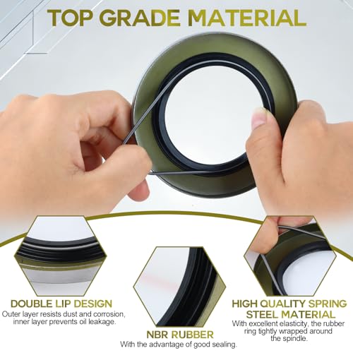 Image of 4Pack 2.250 inch ID x 3.376 inch OD Double Lip Grease Seal with 4 Cotter Pins for 5200-7000LB Trailer Wheel Hub Axles D42, Replace Trailer RV Dexter 10-36(010-036-00) Texcom 22333TB National 452920 /482920.