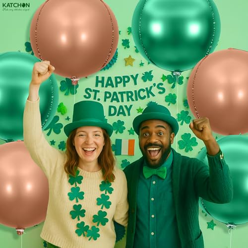 Image of KatchOn, Green and Brown Foil Balloons - 22 Inch, Pack of 6 | Brown and Green Foil Balloons for Safari, Jungle Party Decorations | Mardi Gras, St. Patricks, Fiesta Party, Football Party Decorations
