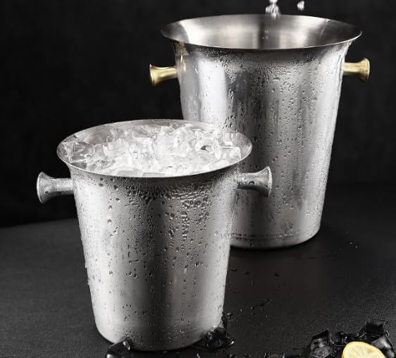 ワインクーラー ステンレス 製 シャンパン バケツ 氷入れ 大容量 ビール 取っ手付き アイスバケット 持ち運び 携帯用アイスバケツ