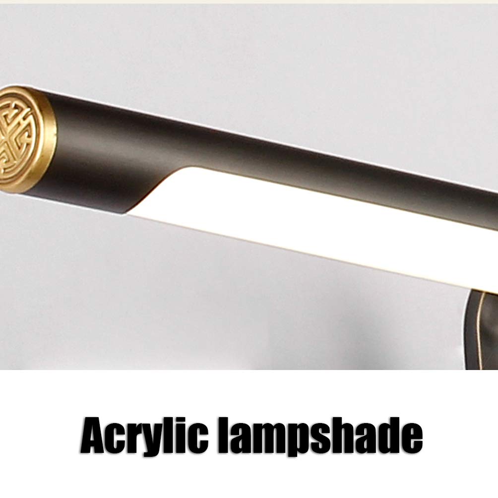 LED Spiegelleuchte Bad Vintage,Badlampe Messing Spiegellampe Badezimmer Retro Make Up Licht Schwarz Spiegellicht Antik Wandleuchte Schminklicht Für Spiegel Schminktisch,4000K,L57CM/11W