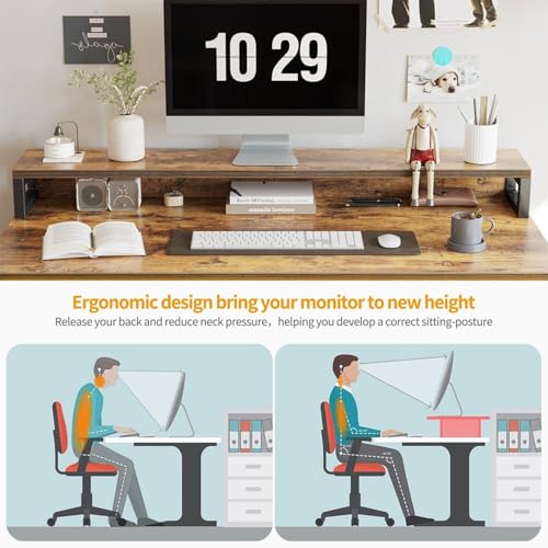 Image of Un-Desk Computer Table for Home Office and Study Table with 3 Shelf Workstation Desk for Desktop Pc Laptop and Gaming with Keyboard Tray Reversible Shelf Left and Right 150 CM Forest Dark