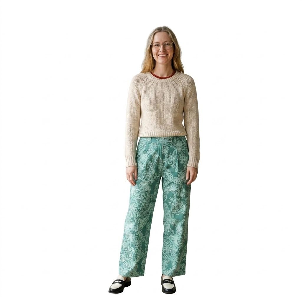 Women's Floral Print Pyjama Pants, Teal, Elastic Waist, Lounge Wear, Relaxed Fit-image-46
