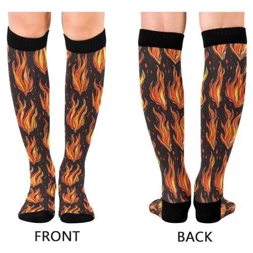 Flames Fires Compression Socks for Women Men Knee High Socks for Running Athletic Nurse Cycling Sports2