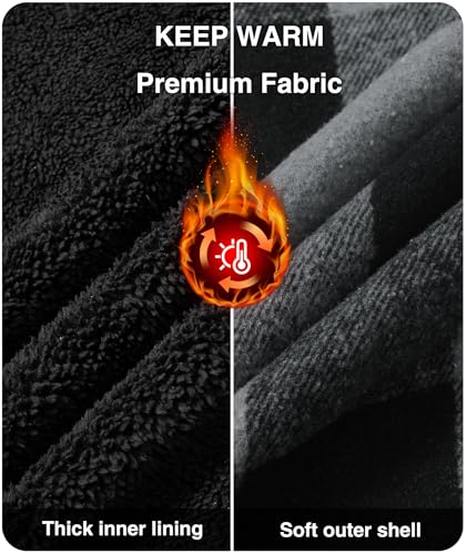 ZITY Mens Sherpa Flannel Shirt Jacket Plaid Fleece Lined Hoodie Full Zip Long Sleeve Winter Warm Coat for Men3