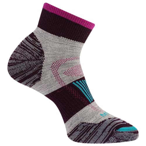 Image of Merrell Unisex Men's and Women's Zoned Cushioned Wool Hiking Ankle Socks - Breathable Arch Support