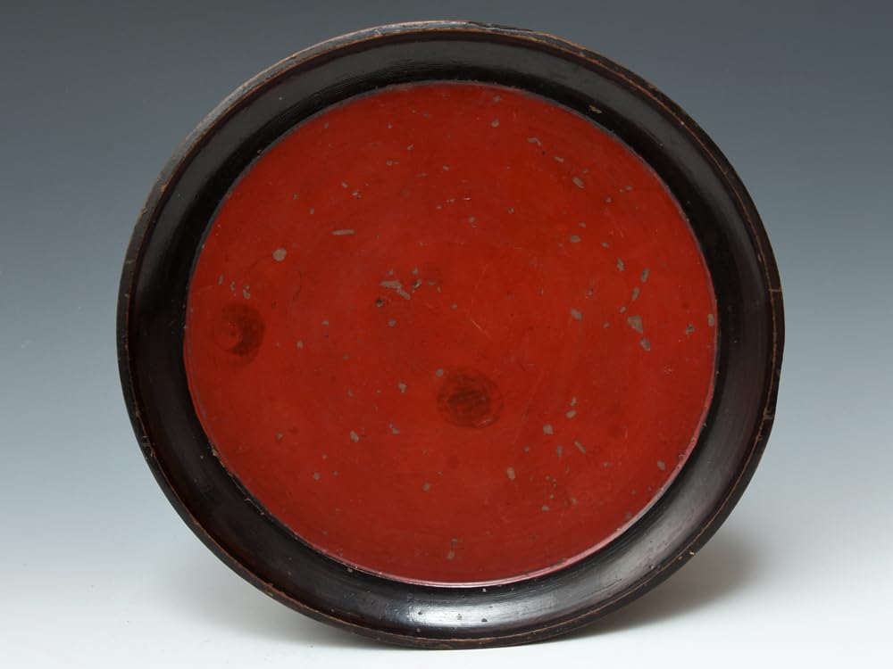 Amazon.co.jp: 時代 一木造り 根来丸盆 高台盆 丸盆 27.3×26㎝ 盆 盛皿