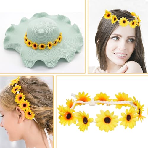 Youery Flower Headband, Sunflower Hair Accessories, Sunflower Headband with 6 Hair Clips, Goose Flowers - Image 4