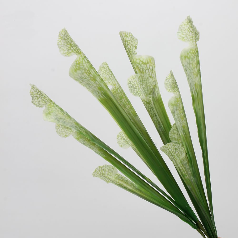 Shirfloral 4Pcs Artificial Carnivorous Pitcher Plant 21.6In Fake Sarracenia Flower Stem for Vase Home Wedding Festival Floral Decoration (Green)