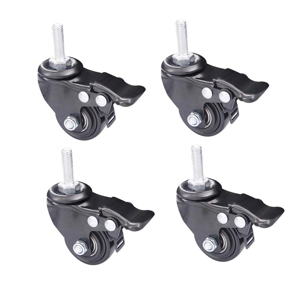 4 Ruote silenziose for carichi Pesanti for Carrello for mobili da 1,5 Pollici Pezzi | Ruote girevoli universali con freno 40 mm 200 kg for pavimenti in legno da giardino(4-brakes,4-pack)