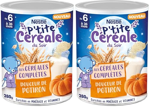 NESTLÉ BÉBÉ - NESTLÉ BÉBÉ - P'TITE CÉRÉALE DU SOIR DOUCEUR DE POTIRON - DÈS 6 MOIS - BOÎTE DE 280G (Lot de 2)