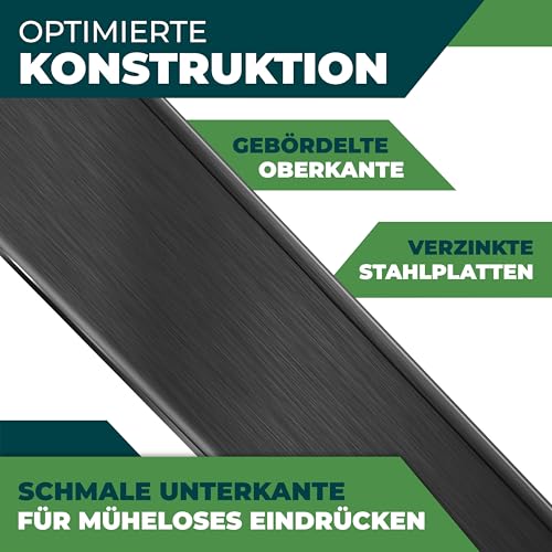 KESSER® Rasenkante Beeteinfassung Beetumrandung + Handschuhe 5m 100x14cm Beetbegrenzung Rasenbleche Mähkante Metall Palisade Schwarz